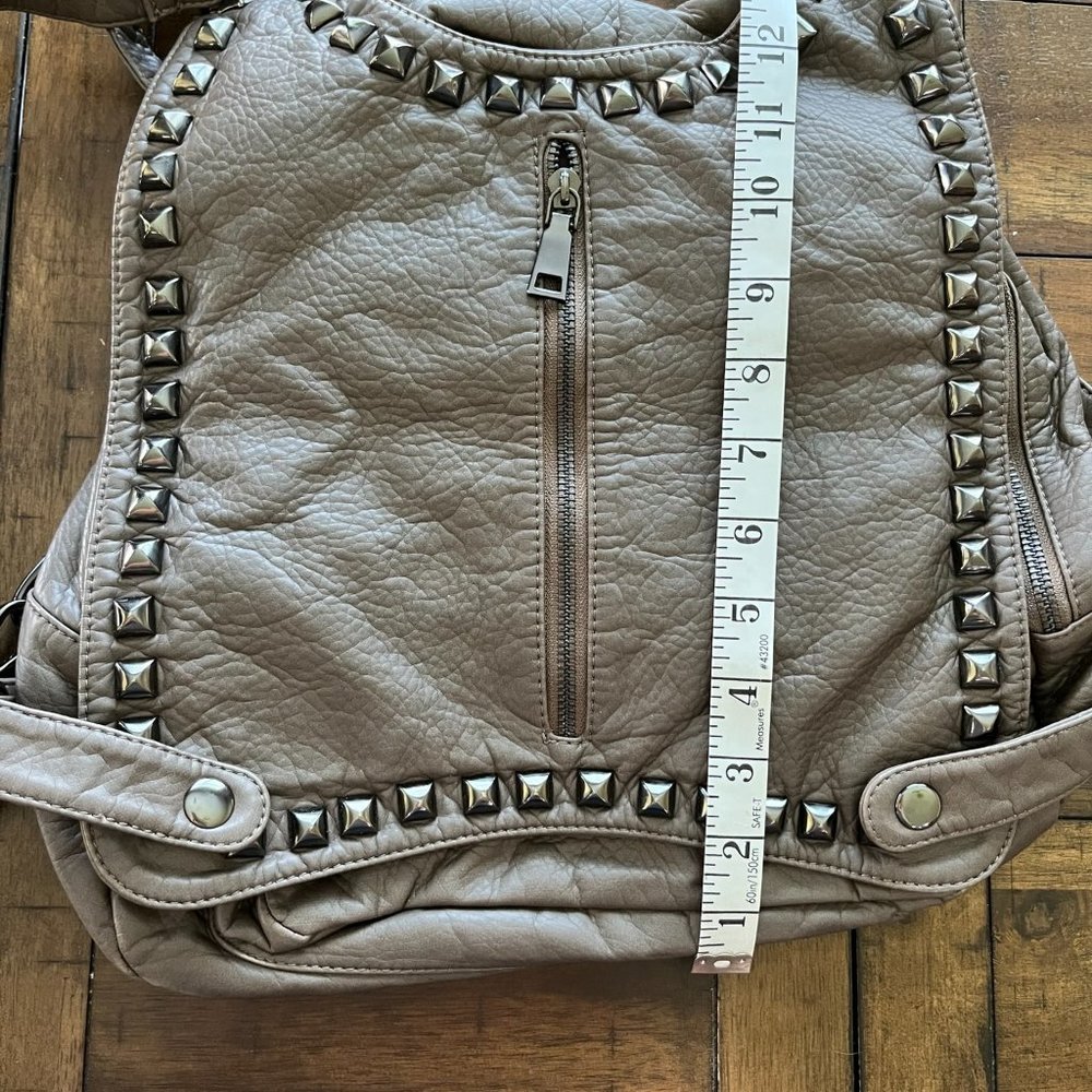 Gray Studded Purse/Bag/Backpack - image 4